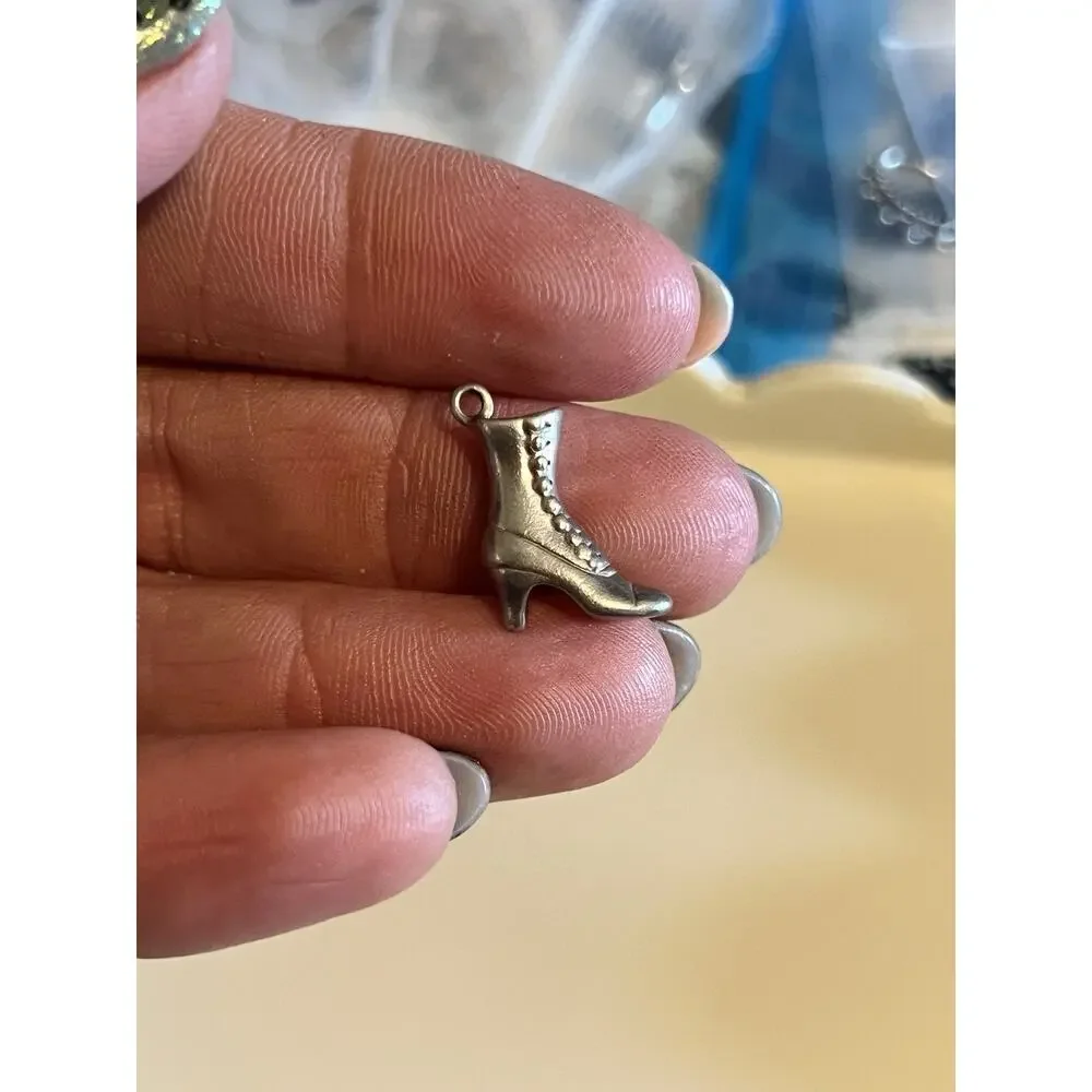 STERLING SILVER BRACELET CHARM OLD FASHIONED BOOT